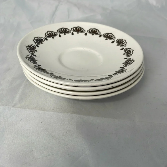 VINTAGE MCM Broadhurst Ironstone Tea Saucers Brown Pattern England Underglaze 4 - Picture 2 of 8